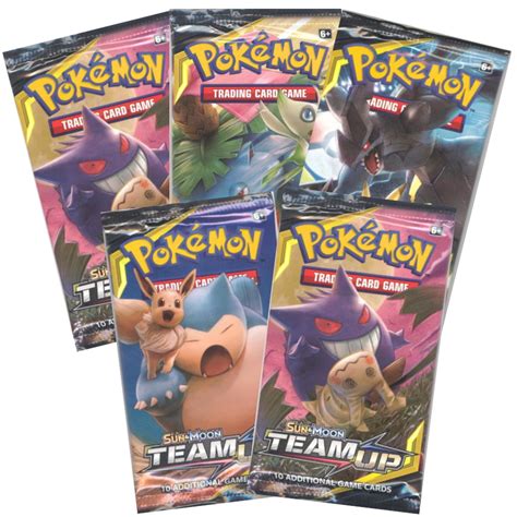 Pokemon Cards Sun And Moon Team Up Booster Packs 5 Pack Lot
