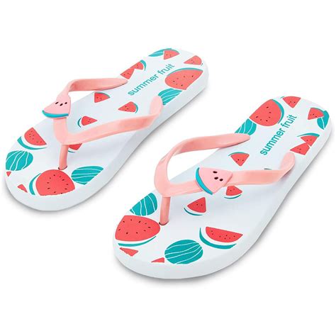 Zodaca Watermelon Flip Flops Home Slides Slippers Summer Beach Sandals For Women In White