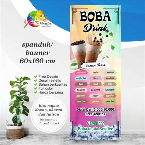 Jual Size 60x160 Cm Spanduk Banner Minuman Boba Shopee Indonesia