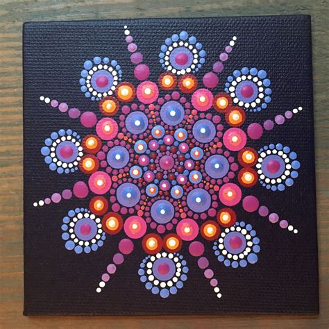 Mandala Dot Painting Mini Painting Acrylic On Canvas Boho Decor