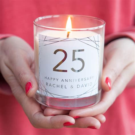 25th Wedding Anniversary Personalised Candle T By Little Cherub