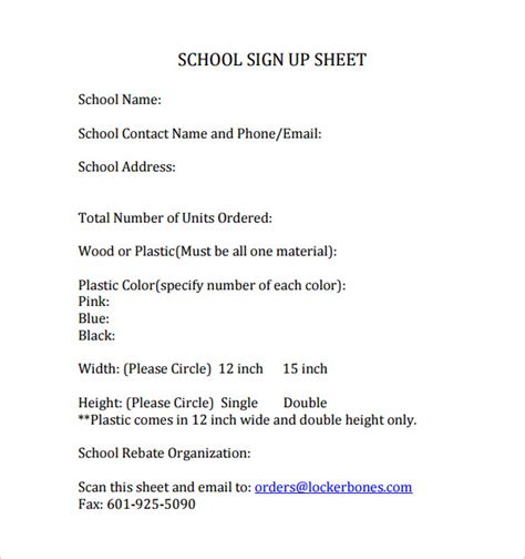 Free 14 Sample School Sign In Sheet Templates In Pdf