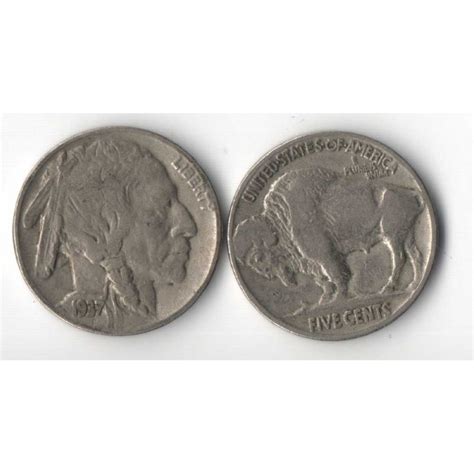 5 Cents Nickel Usa Buffalo Indian Head 1937