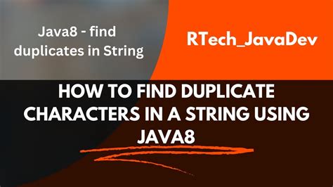 Find Duplicate Characters In String Using Java Streams Youtube