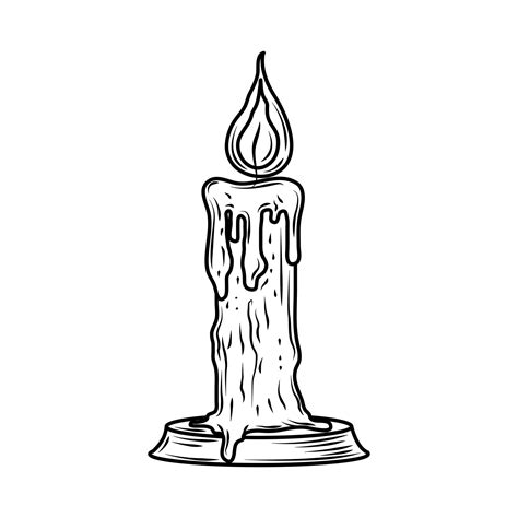 Burning Candle Sketch 2465914 Vector Art At Vecteezy