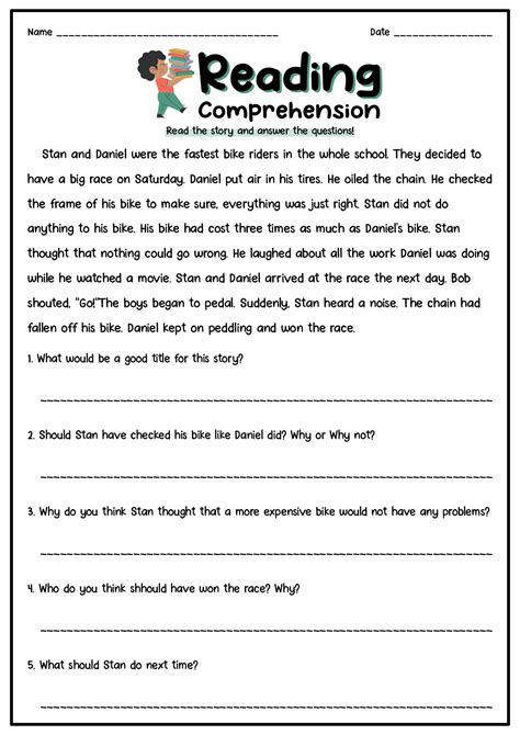 13 Best Images Of Short Story Reading Comprehension Worksheets 1st