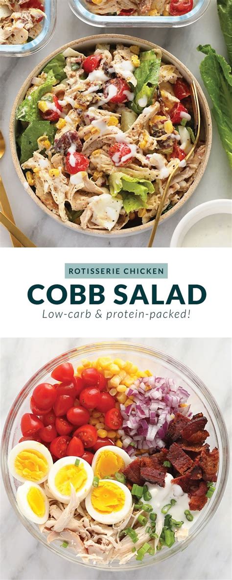 Rotisserie Chicken Cobb Salad Great For Meal Prep Fit Foodie Finds