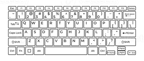 Computer Keyboard Button Layout Template With Letters For Graphic Use