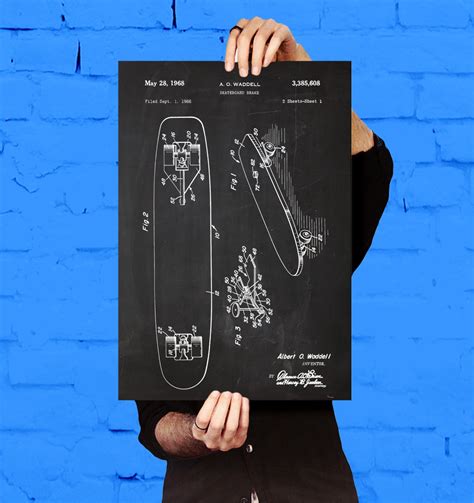 Skateboard Poster Skateboard Patent Skateboard Print