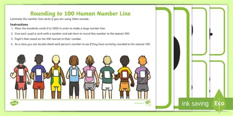Rounding To 100 Human Number Line Activity Teacher Made