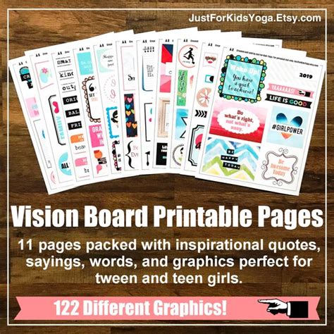 Vision Board Printables Affirmation Cards Kids Yoga Lesson Etsy