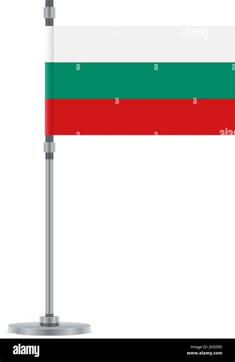 Flag Design Bulgarian Flag On The Metallic Pole Isolated Template For