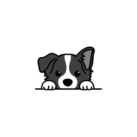 Cute Border Collie Puppy Peeking Cartoon Vector Illustration 19029187