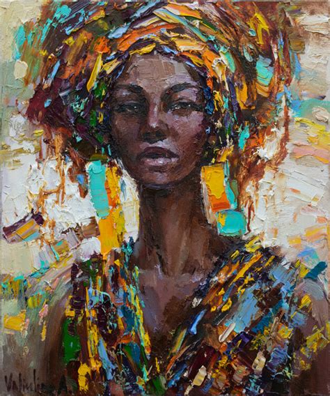 African Woman Portrait Original Oil Painting By Anastasiya
