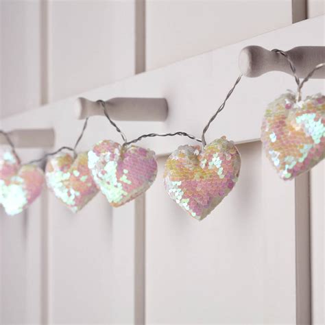 Sequin Heart Fairy Lights By Lights4fun