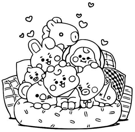 Coloring Page Bt21 On The Couch 7 Cute Coloring Pages Coloring