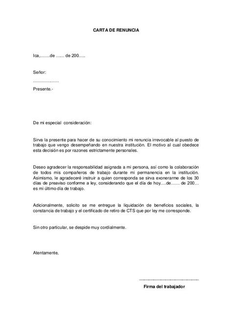 Publicar Una Carta De Renuncia Por Motivos Personales Y Agradecimiento