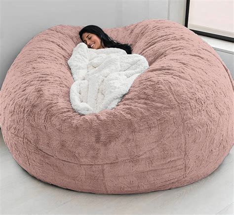 7ft Giant Fur Bean Bag Chair For Adult Living Room Furniture Big Round Soft Fluffy