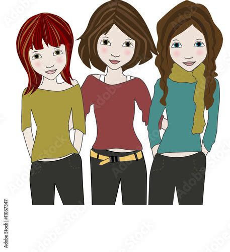 3 Girl Friends Stock Vector Adobe Stock