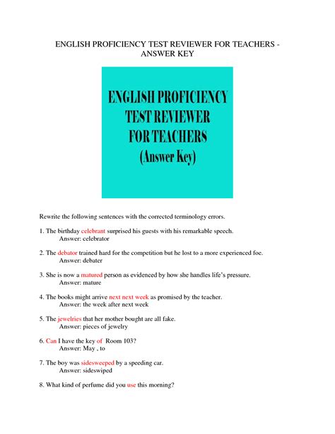 Solution English Proficiency Test Reviewer For Teachers Studypool