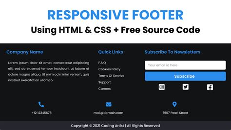 Responsive Footer Using Html And Css Footer Ui Design Css Projects Sexiezpix Web Porn