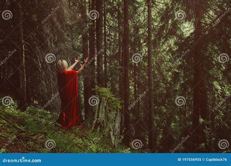 Woman Praying In The Woods Stock Image Image Of Mysterious 197556955