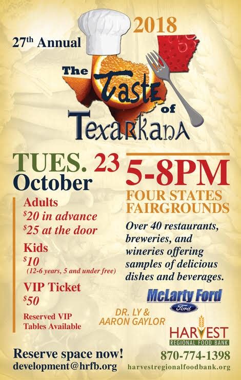 Browse restaurants, view photographed menus, pay securely, & track orders in real time. Taste of Texarkana | Harvest Regional Food Bank
