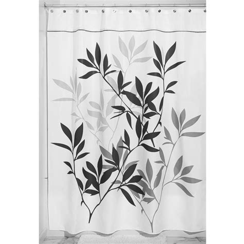 Interdesign Leaves Stall Shower Curtain Black And Gray 54 69900