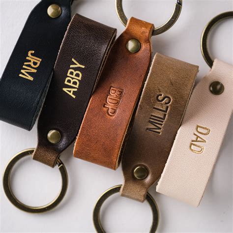 Personalized Leather Key Fob Full Grain Leather Keychain Etsy Canada