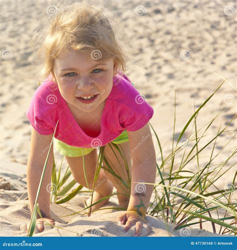 Little Girl Playing In The Beach Sand Stock Photo Image Of Holliday