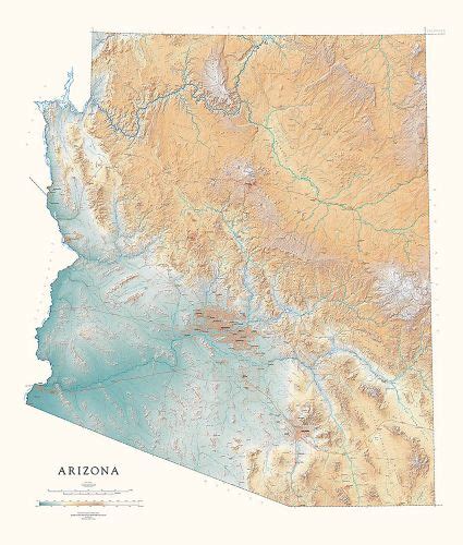Arizona Elevation Map With Cities United States Map States District