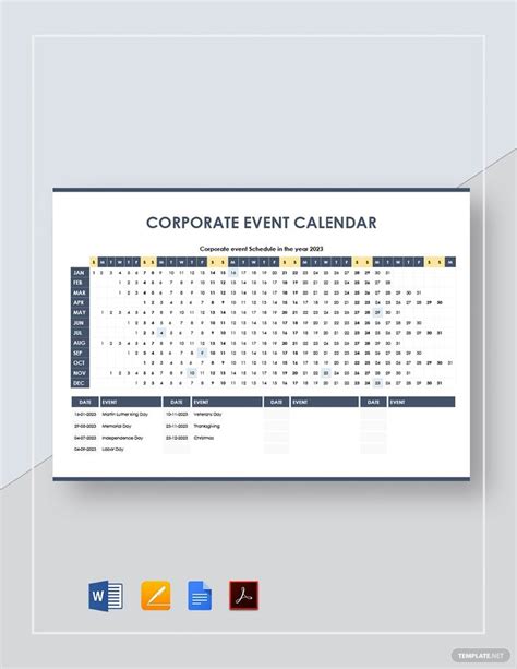 A Corporate Event Calendar Template For Word And Excel