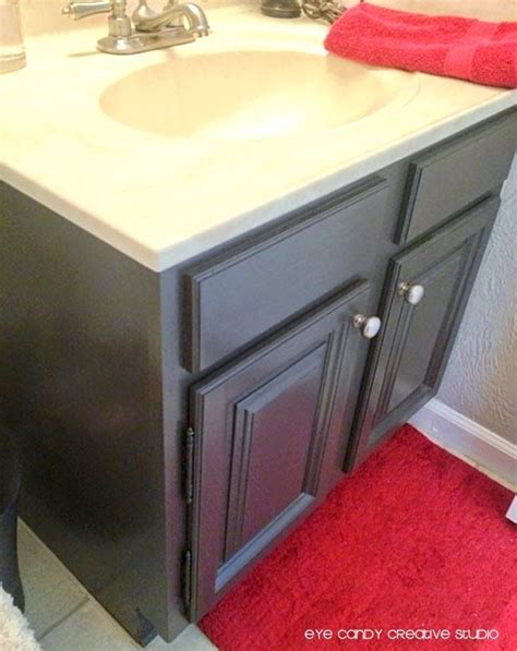 Check out this post to see how i repainted these vanities! HOME :: HOW-TO Repaint a Bathroom Cabinet | Painted vanity ...