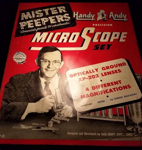 mister peepers handy andy vintage 1955 precision microscope set metal case skilcraft