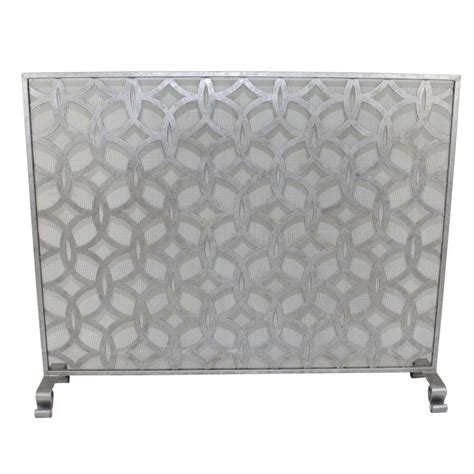 Interlaced Circle Design Antique Silver Fireplace Screen Inside Out