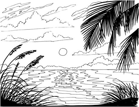 Black And White Sunset Drawing At Getdrawings Free Download