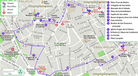Madrid Top Tourist Attractions Map La Latina And Lavapies Area Map