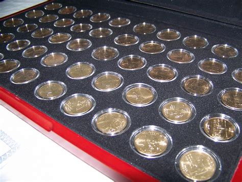 coin set 50 24kt gold plated state quarter set