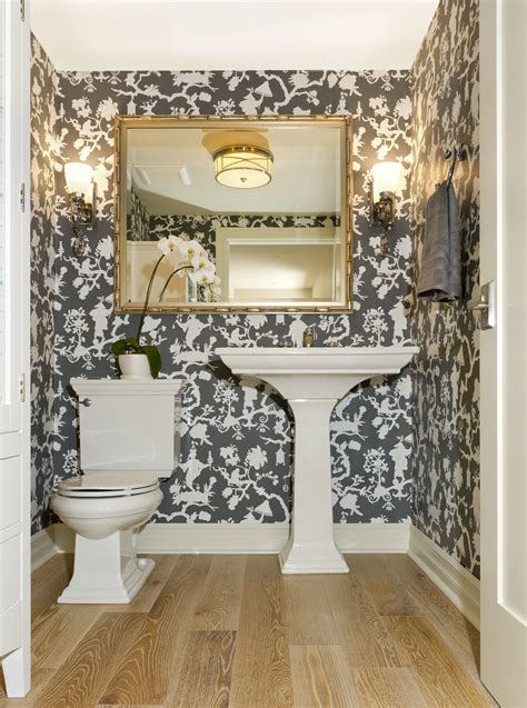 Powder Room Designed By Enviable Designs A Dramatic Wallpapered