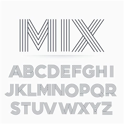 Alphabet Letter Font In Line Stripe Style Download Free Vector Art