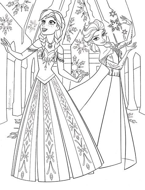 Sisters Elsa and Anna in the Ice Palace / Frozen Coloring Pages ⋆ PDF