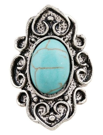 Faux Turquoise Embossed Flame Ring (Silver) | Turquoise ring silver, Embossed rings, Silver ...
