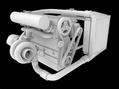 Modern Turbo Engine And Supercharger Engine Isolated 3d Render On White