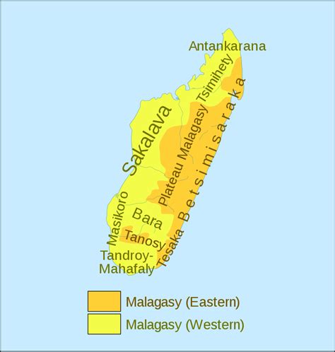 Map Of Malagasy Language Dialects In Madagascar