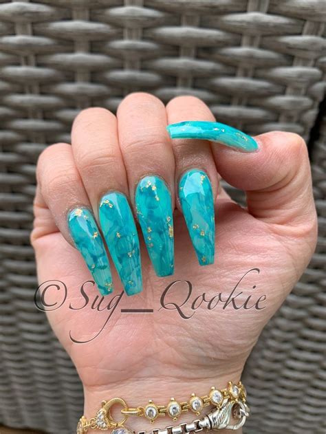 Turquoise Acrylic Nails Image By Mallory Brown On Acrylics In