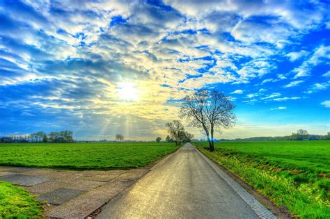 Roads Fields Sky Clouds Nature Wallpapers Hd Desktop And Mobile