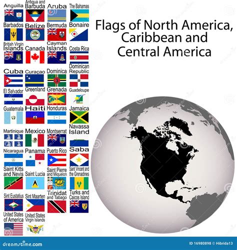 Flags Of North America And Central America Royalty Free Stock Photos