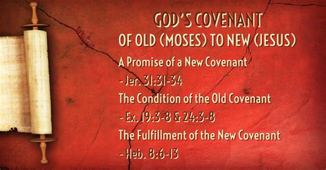 The phrase covenant code is not found in the bible, but the term is sometimes used to refer to the set of rules in the books of moses that would be perpetually observed. 01.28.2018 GOD'S COVENANT OF OLD (MOSES) TO NEW (JESUS ...