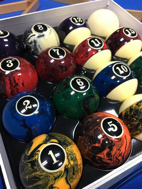 225 Marble Swirl Numbered Pool Ball Set Playing Accessories