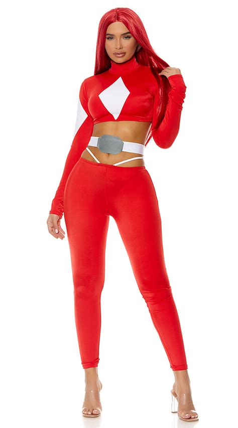 Powerful One Costume Sexy Red Ranger Superhero Costume Yandy